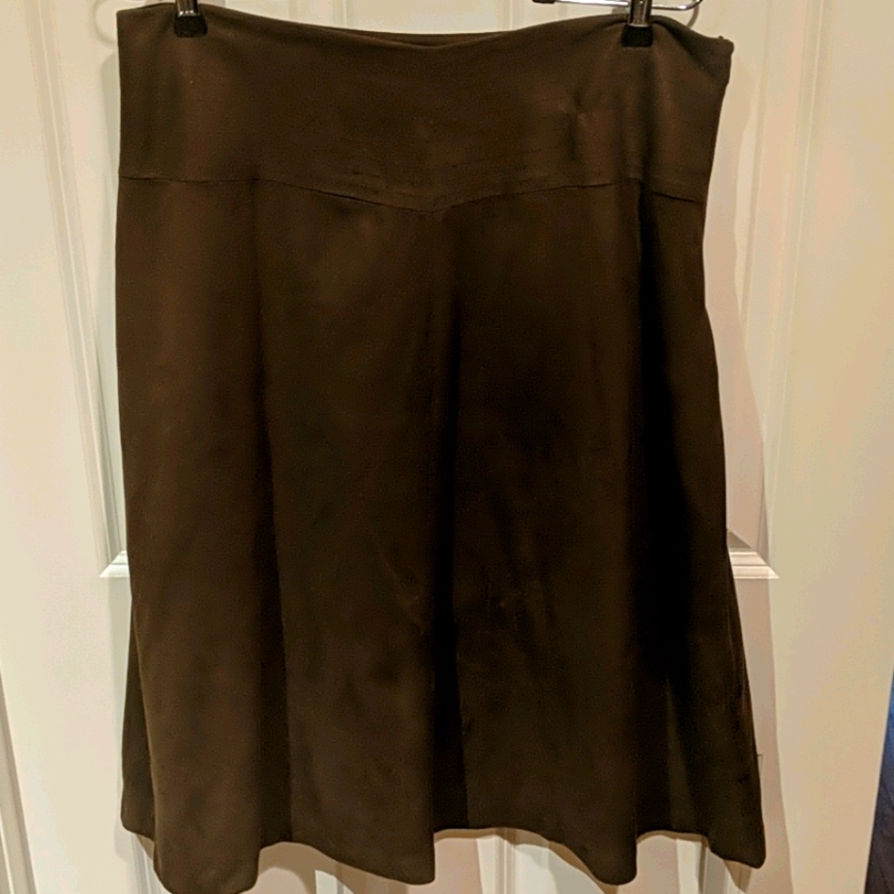 Brown suede like A-line Skirt